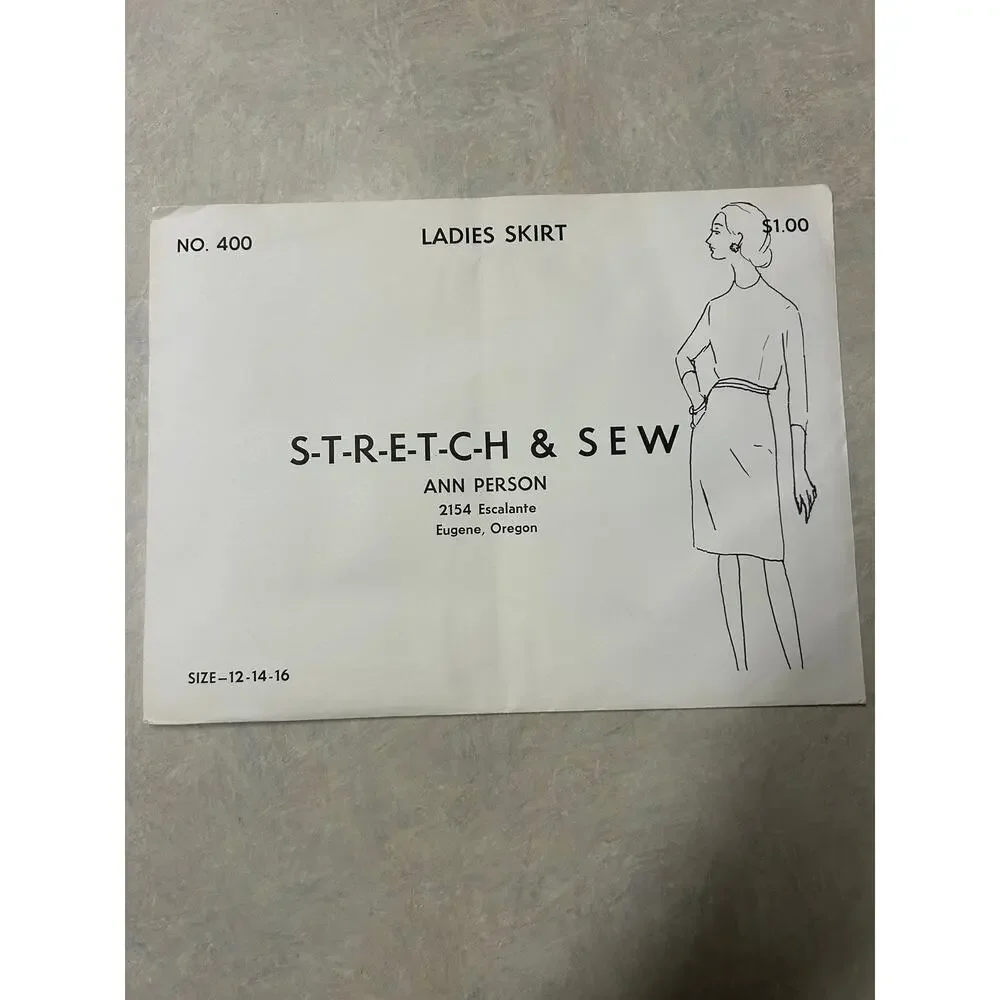 Vintage 1960's Stretch and Sew Pattern #400 Ladies Skirt‎